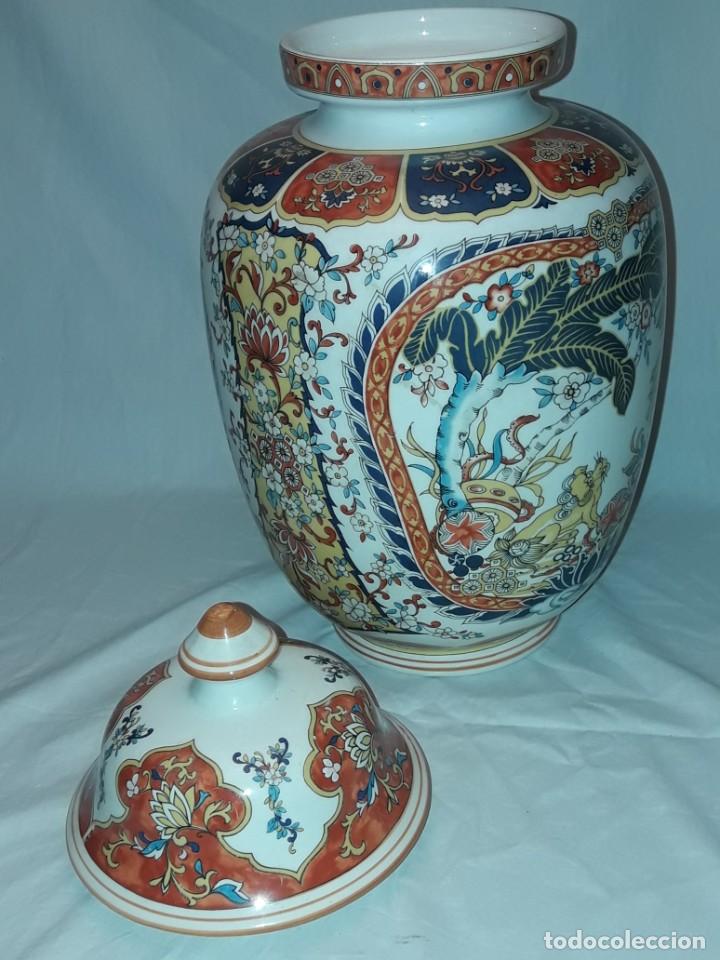 Antigüedades: Precioso tibor porcelana fina china con excepcional decoración oriental 37cm - Foto 9 - 313044768
