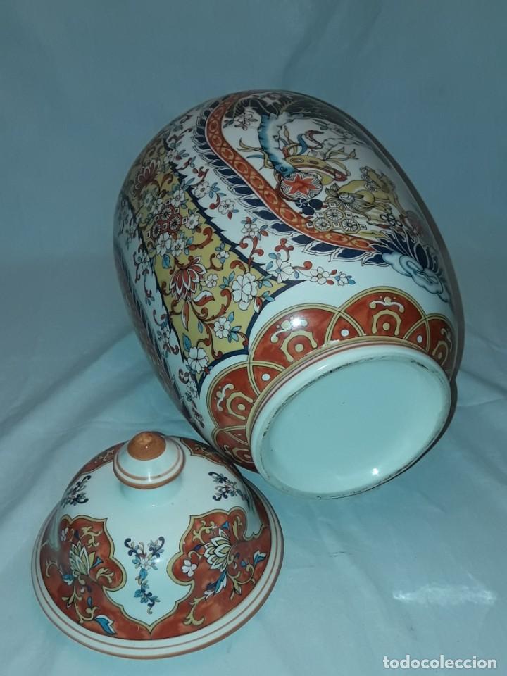 Antigüedades: Precioso tibor porcelana fina china con excepcional decoración oriental 37cm - Foto 11 - 313044768