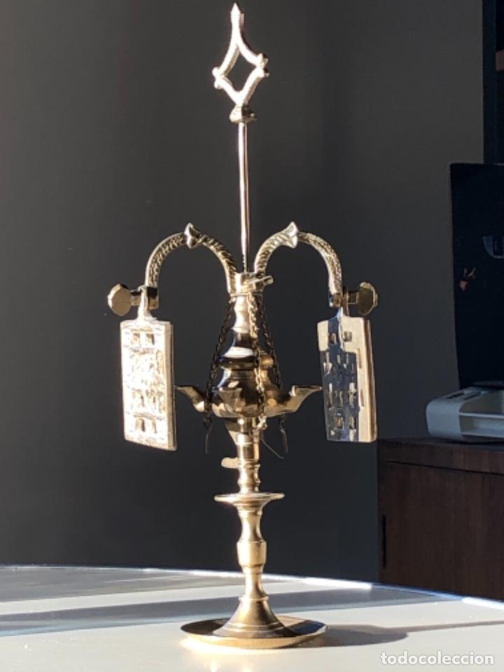 Antig&uuml;edades: L&aacute;mpara aceite antigua bronce velon - Foto 1