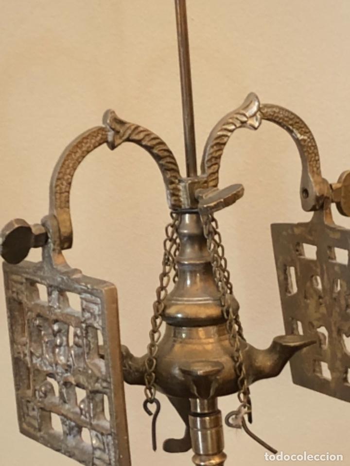 Antig&uuml;edades: L&aacute;mpara aceite antigua bronce velon - Foto 3