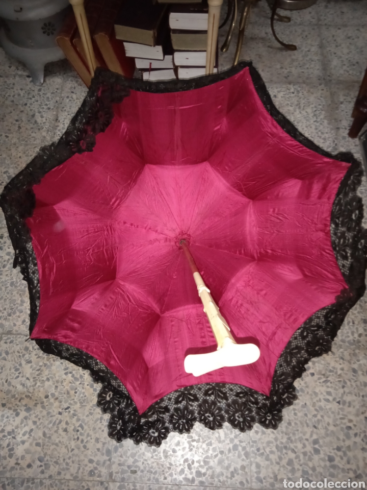 Antig&uuml;edades: Sombrilla de seda y marfil - Foto 3
