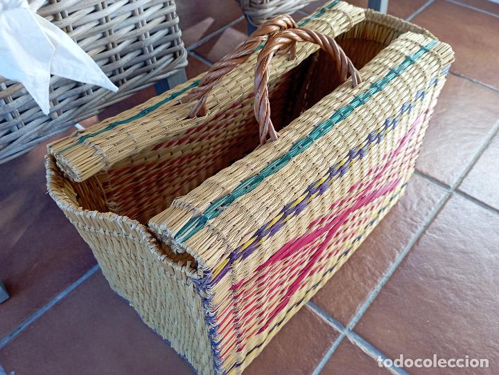Antig&uuml;edades: ANTIGUO BOLSO PAJA PINTADA. - Foto 2