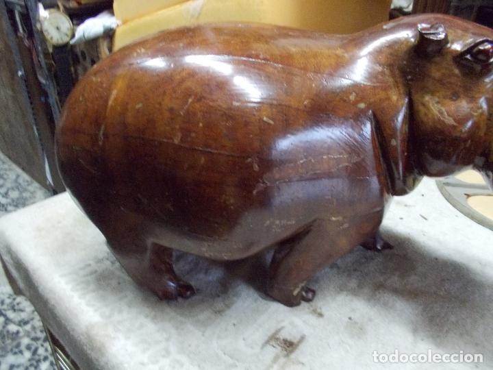 Antig&uuml;edades: talla madera hipopotamo - Foto 8