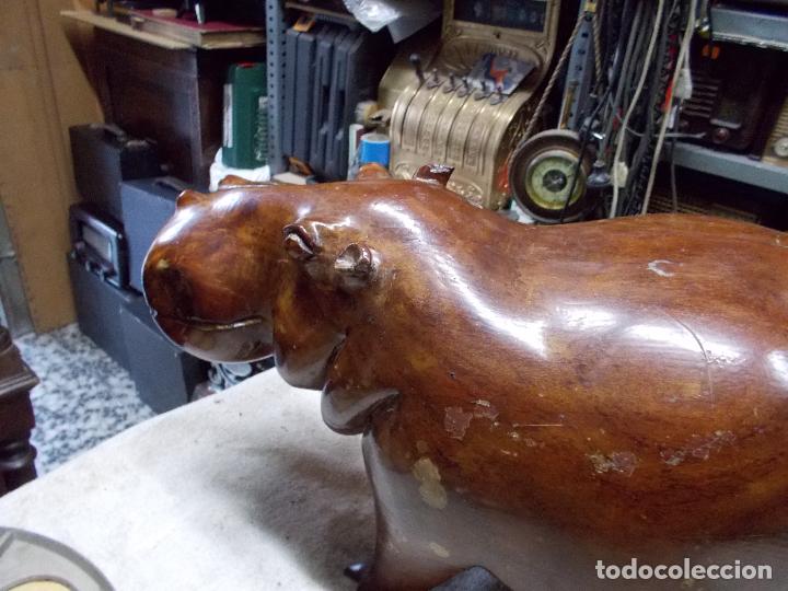 Antig&uuml;edades: talla madera hipopotamo - Foto 12