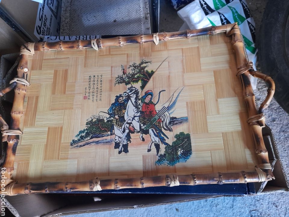 Antig&uuml;edades: Antigua bandeja China de bamb&uacute; - Foto 1