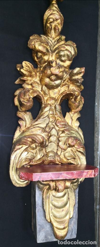 Antiquit&eacute;s: ANTIGUA Y MUY DECORATIVA MENSULA TALLADA EN MADERA Y DORADA AL ORO FINO s.XVII-XVIII