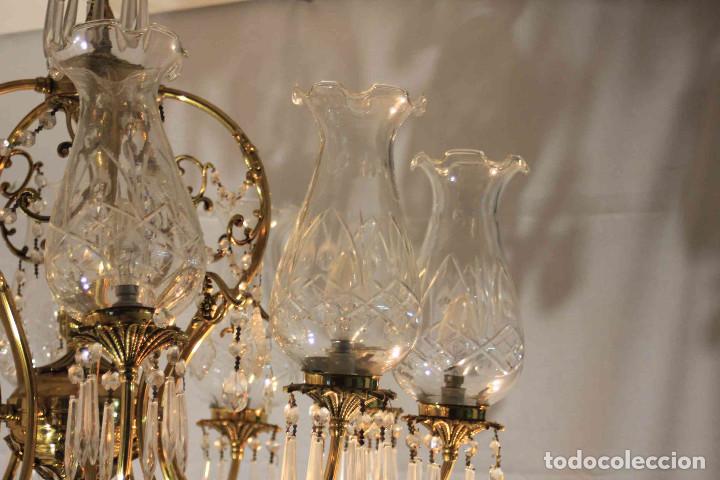 Antig&uuml;edades: LAMPARA TECHO METAL Y CRISTAL - Foto 3