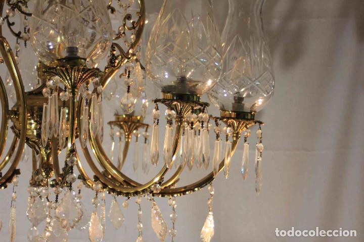 Antig&uuml;edades: LAMPARA TECHO METAL Y CRISTAL - Foto 4