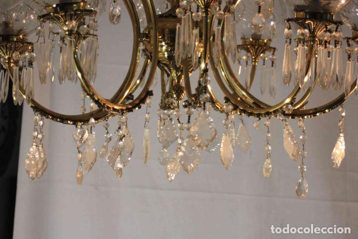 Antig&uuml;edades: LAMPARA TECHO METAL Y CRISTAL - Foto 5
