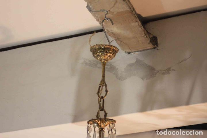Antig&uuml;edades: LAMPARA TECHO METAL Y CRISTAL - Foto 6