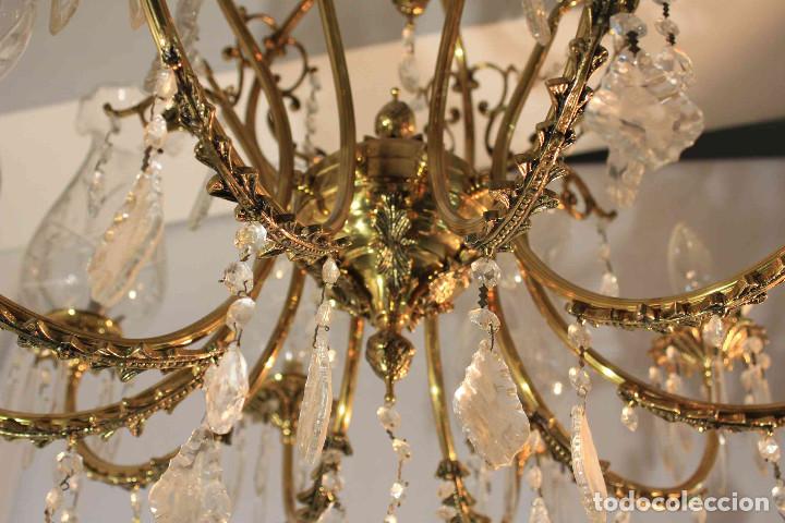 Antig&uuml;edades: LAMPARA TECHO METAL Y CRISTAL - Foto 8