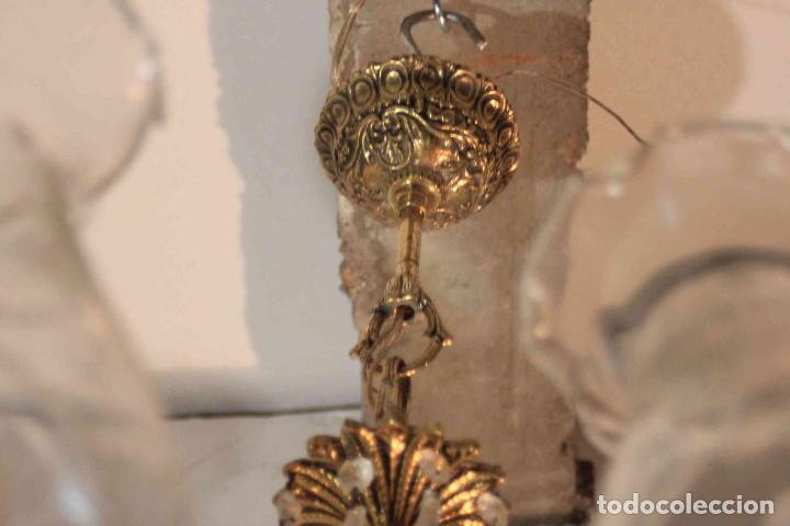 Antig&uuml;edades: LAMPARA TECHO METAL Y CRISTAL - Foto 9