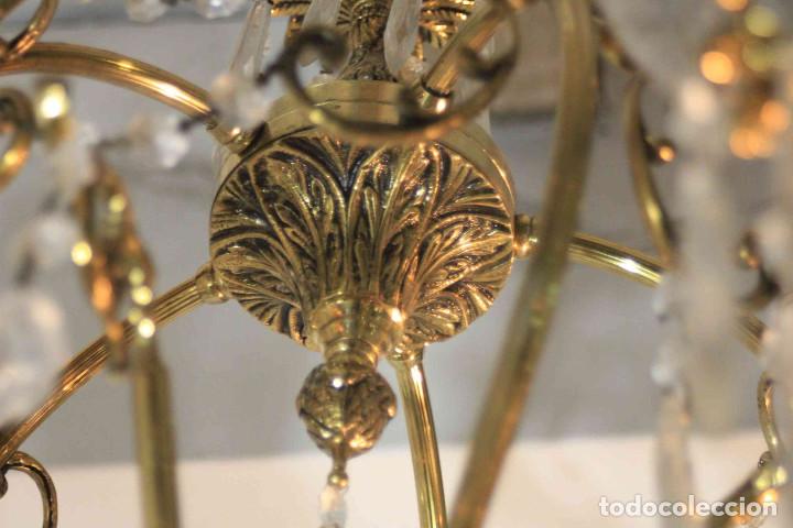 Antig&uuml;edades: LAMPARA TECHO METAL Y CRISTAL - Foto 10