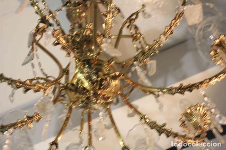 Antig&uuml;edades: LAMPARA TECHO METAL Y CRISTAL - Foto 11