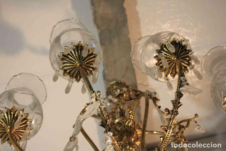 Antig&uuml;edades: LAMPARA TECHO METAL Y CRISTAL - Foto 12