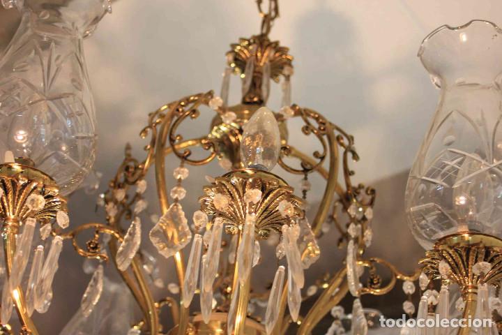 Antig&uuml;edades: LAMPARA TECHO METAL Y CRISTAL - Foto 13