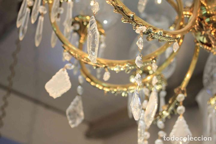 Antig&uuml;edades: LAMPARA TECHO METAL Y CRISTAL - Foto 15