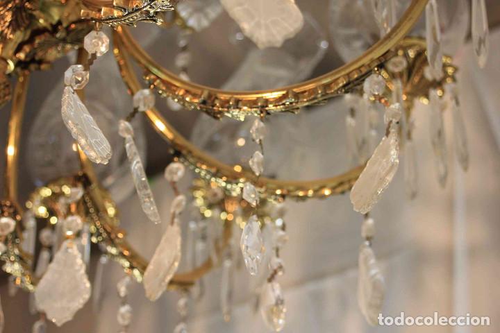 Antig&uuml;edades: LAMPARA TECHO METAL Y CRISTAL - Foto 17