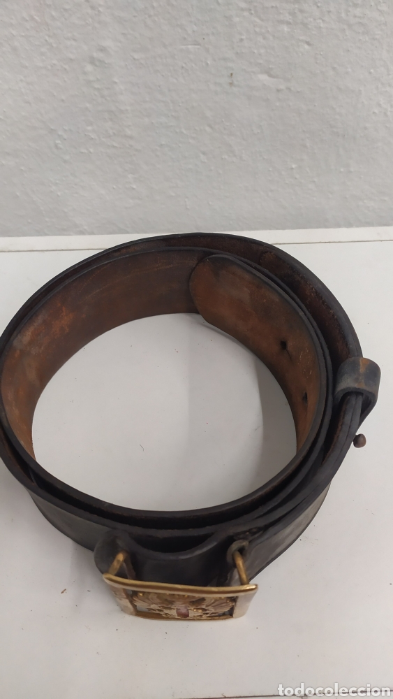 Antig&uuml;edades: Cintur&oacute;n Ejercito Espa&ntilde;ol antiguo piel - Foto 3