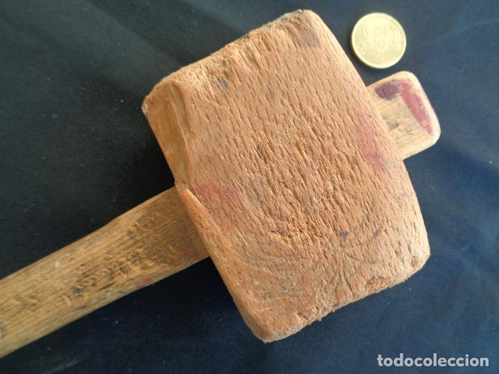 Antig&uuml;edades: ANTIGUA MAZA MARTILLO DE MADERA - Foto 3