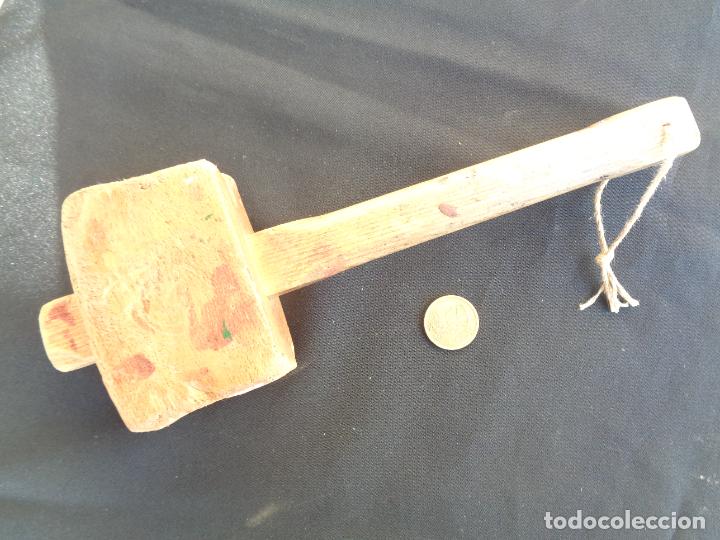 Antig&uuml;edades: ANTIGUA MAZA MARTILLO DE MADERA - Foto 4