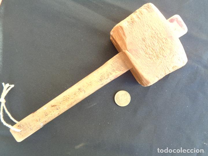 Antig&uuml;edades: ANTIGUA MAZA MARTILLO DE MADERA - Foto 6