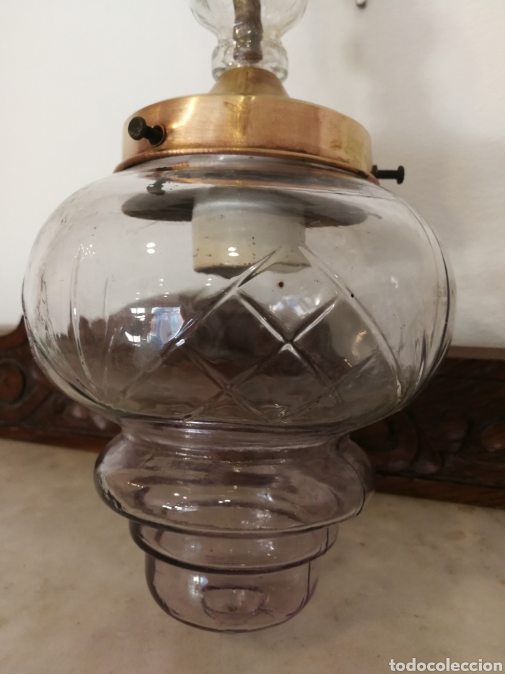 Antig&uuml;edades: L&Aacute;MPARA DE CRISTAL ART DECO - Foto 5