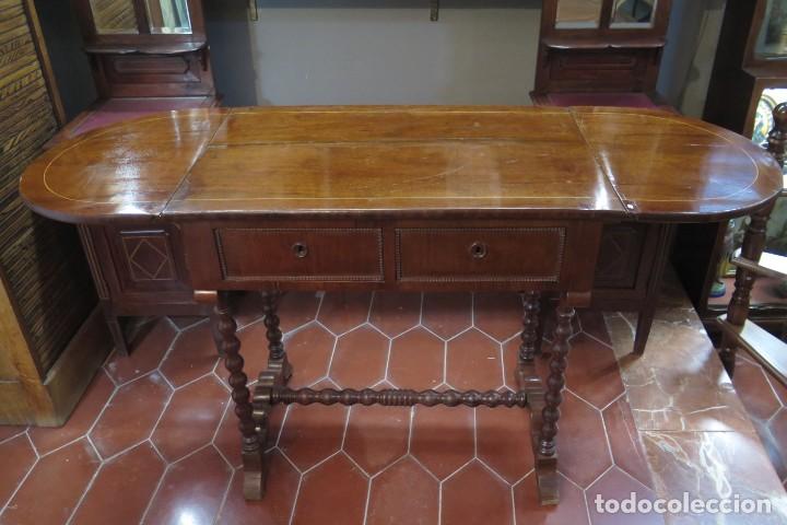 Antig&uuml;edades: MESA DE ALAS. MADERAS NOBLES. HACIA 1900 - Foto 10