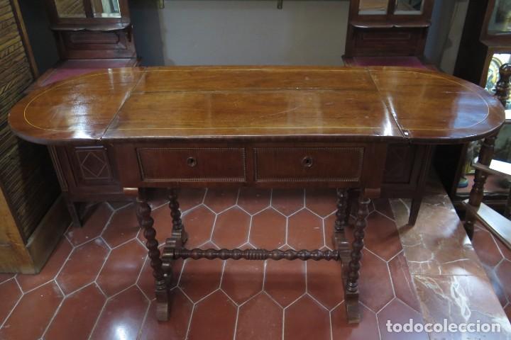 Antig&uuml;edades: MESA DE ALAS. MADERAS NOBLES. HACIA 1900 - Foto 11