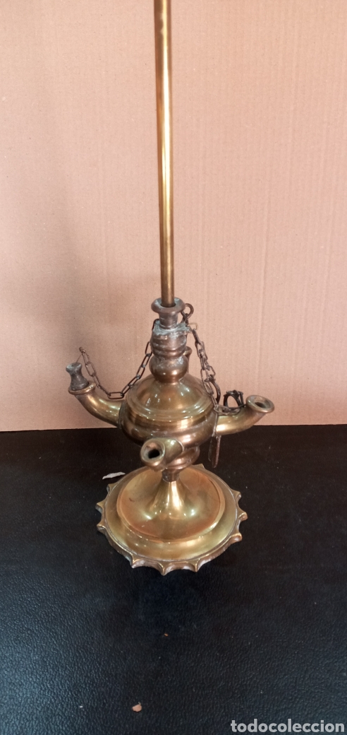 Antig&uuml;edades: ANTIGUA L&Aacute;MPARA DE ACEITE DE BRONCE. - Foto 3