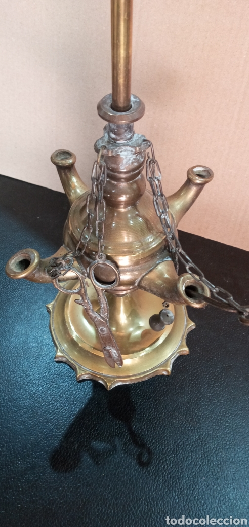 Antig&uuml;edades: ANTIGUA L&Aacute;MPARA DE ACEITE DE BRONCE. - Foto 7