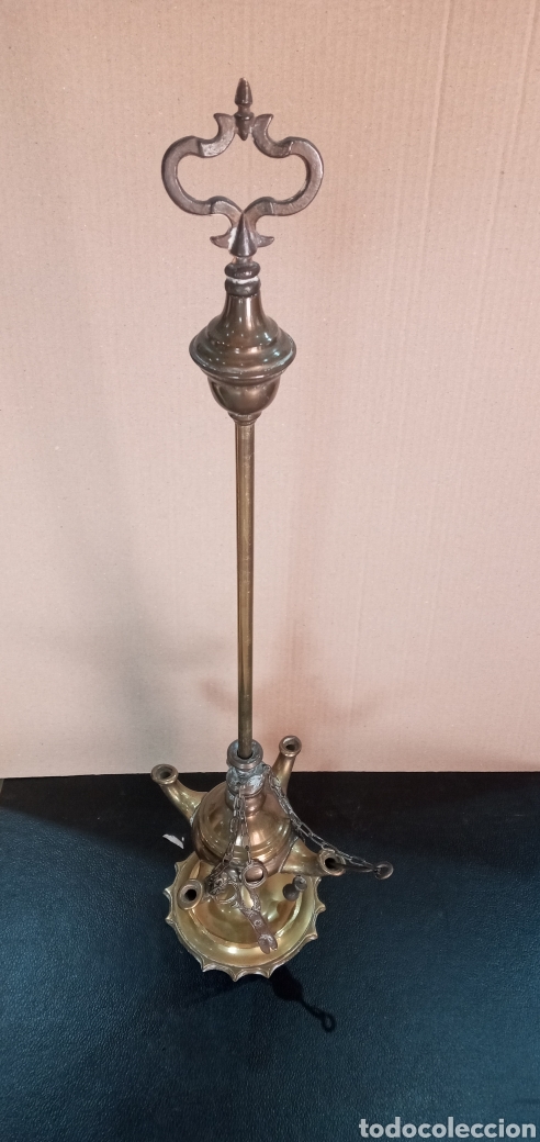 Antig&uuml;edades: ANTIGUA L&Aacute;MPARA DE ACEITE DE BRONCE. - Foto 8