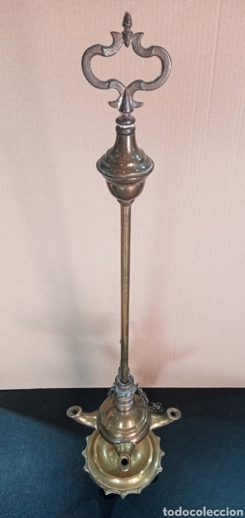 Antig&uuml;edades: ANTIGUA L&Aacute;MPARA DE ACEITE DE BRONCE. - Foto 10