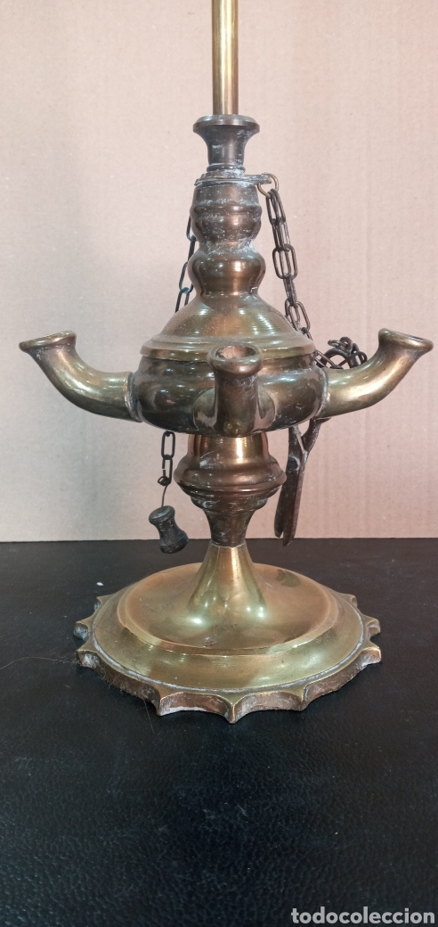 Antig&uuml;edades: ANTIGUA L&Aacute;MPARA DE ACEITE DE BRONCE. - Foto 11