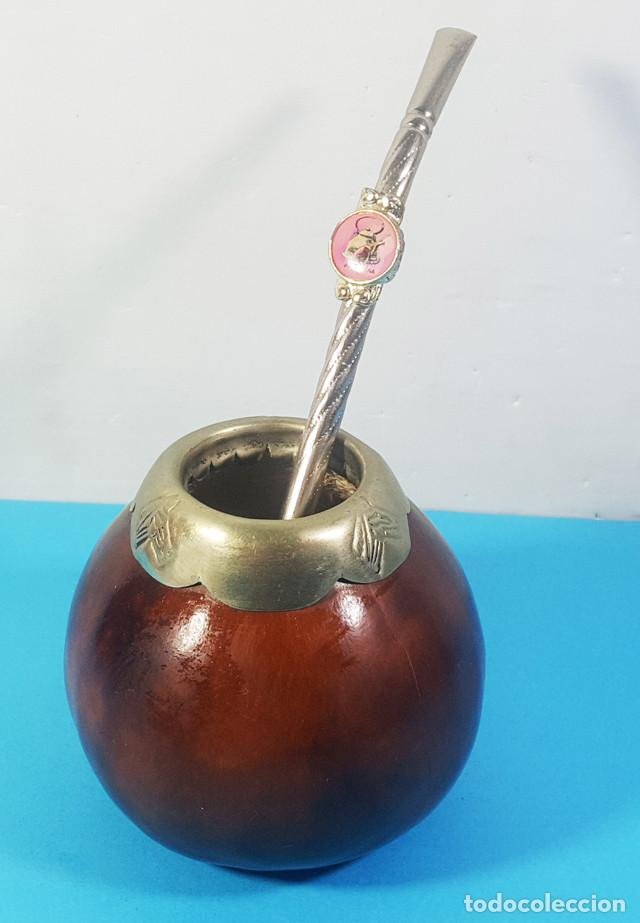 mate argentino con bombilla de acero inoxidable - Compra venta en  todocoleccion