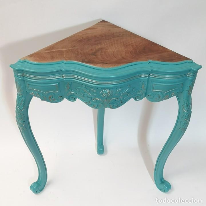 Antig&uuml;edades: Mesa Rinconera Azul - Foto 2