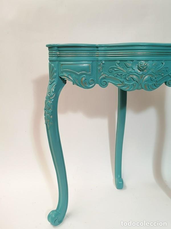 Antig&uuml;edades: Mesa Rinconera Azul - Foto 3