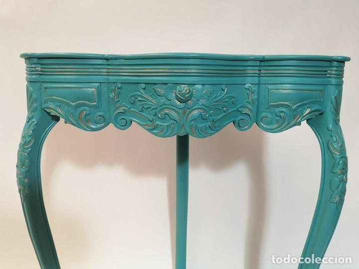 Antig&uuml;edades: Mesa Rinconera Azul - Foto 4