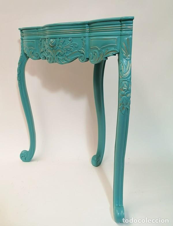 Antig&uuml;edades: Mesa Rinconera Azul - Foto 7