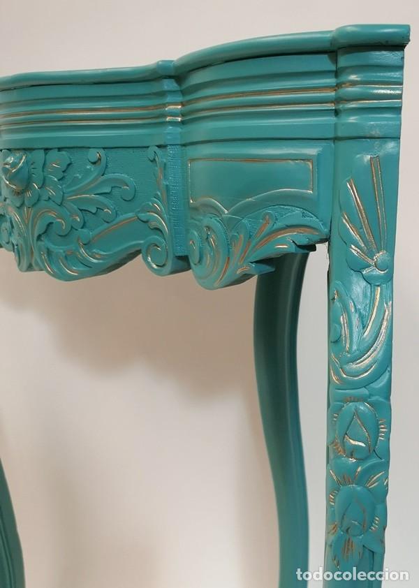 Antig&uuml;edades: Mesa Rinconera Azul - Foto 8