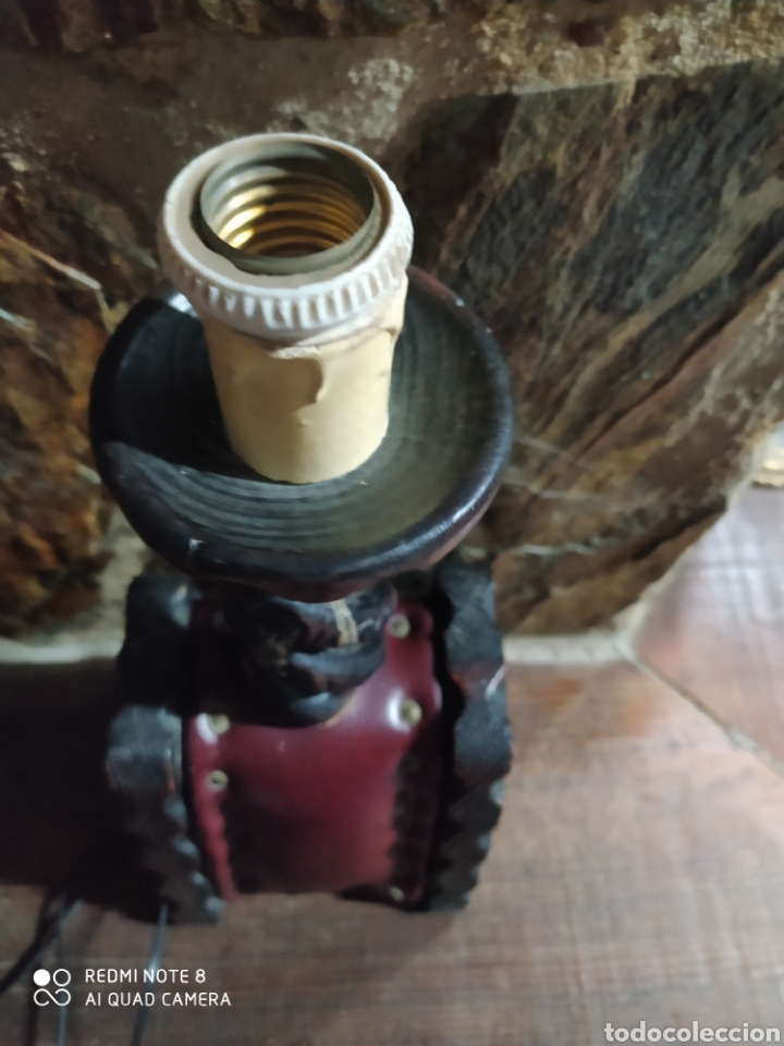 Antig&uuml;edades: Lampara de Mesa Antigua de Madera - Foto 6