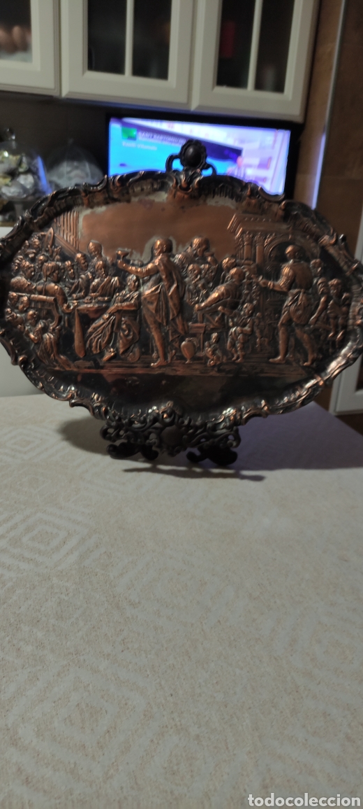 Antig&uuml;edades: Bandeja de cobre plateado - Foto 1