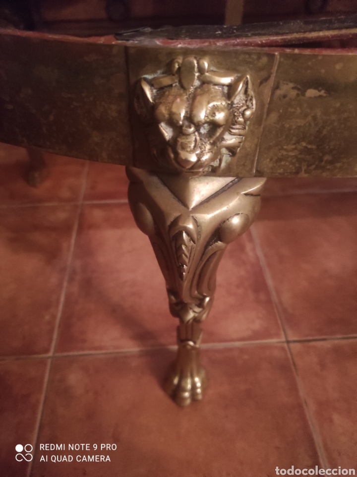 Antig&uuml;edades: Mesa de centro antigua de bronce y cristal - Foto 6