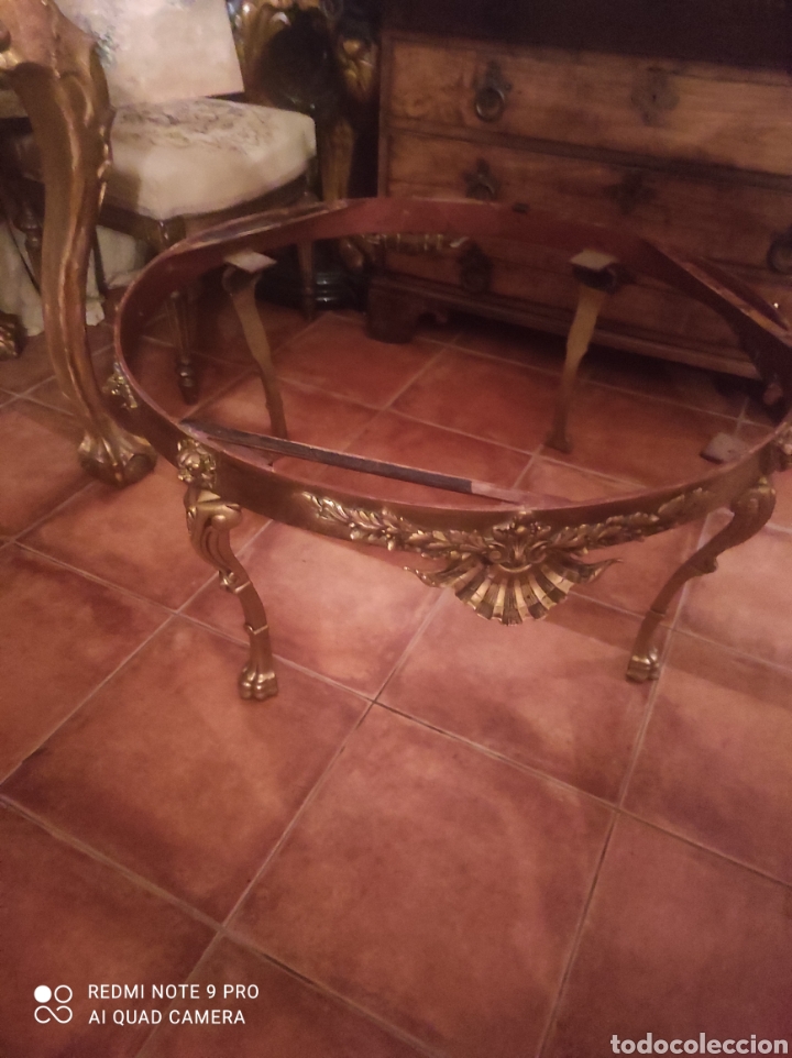 Antig&uuml;edades: Mesa de centro antigua de bronce y cristal - Foto 16
