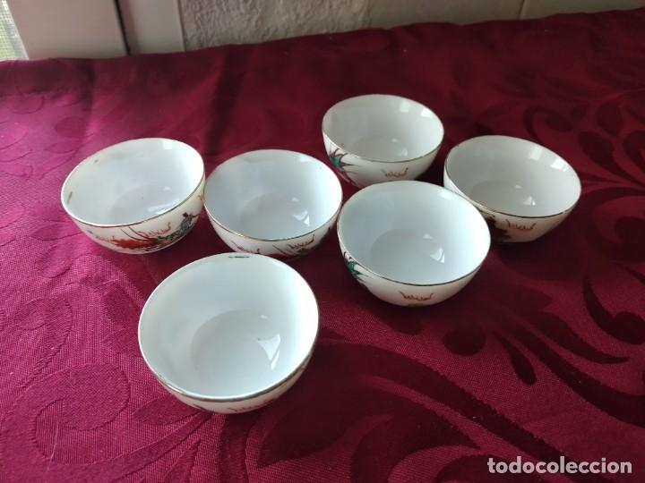 Antiguidades: Lote de 6 vasitos de porcelana china para sake. motivo drag&oacute;n.pintados a mano