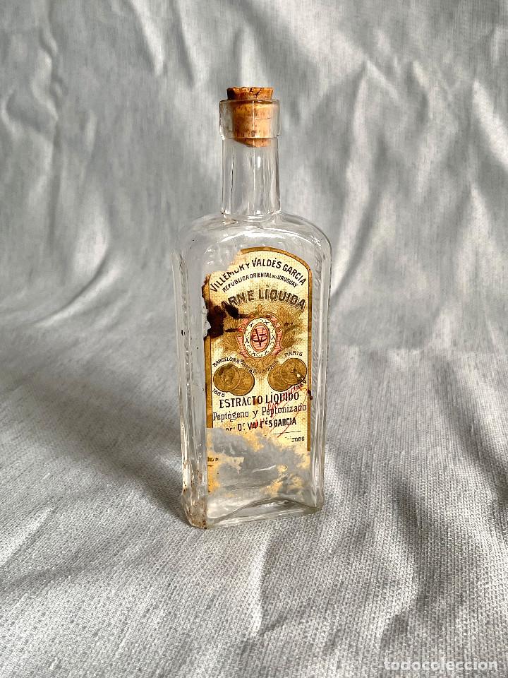 Oggetti Antichi: Frasco de farmacia. CARNE L&Iacute;QUIDA.