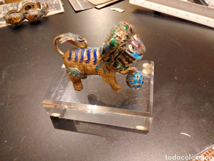 Antig&uuml;edades: Perro de foo en filigrana de plata y esmalte - Foto 2