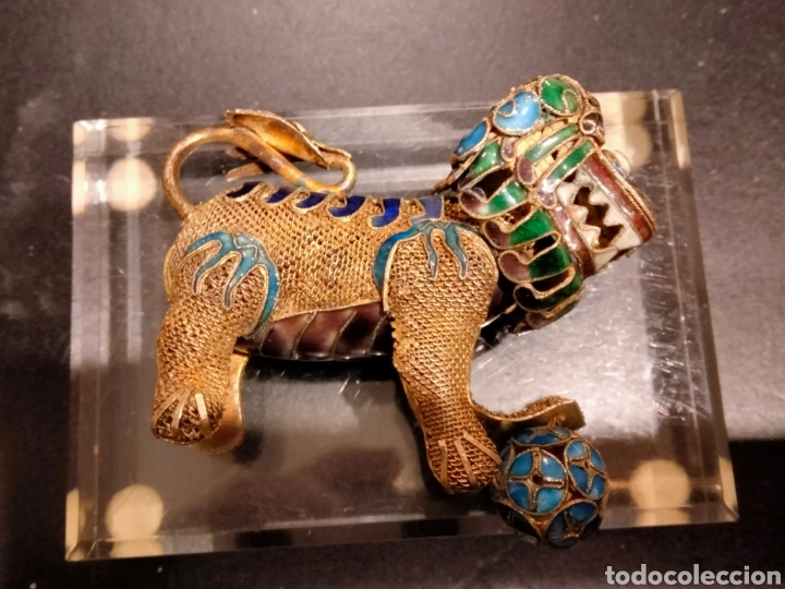 Antig&uuml;edades: Perro de foo en filigrana de plata y esmalte - Foto 3