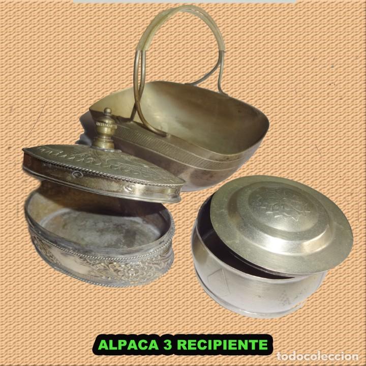 Antig&uuml;edades: ALPACA 3 RECIPIENTES DE ESTE MATERIA - Foto 1