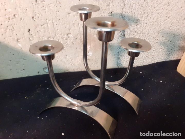 Antig&uuml;edades: Candelabros art deco inoxidable. - Foto 1